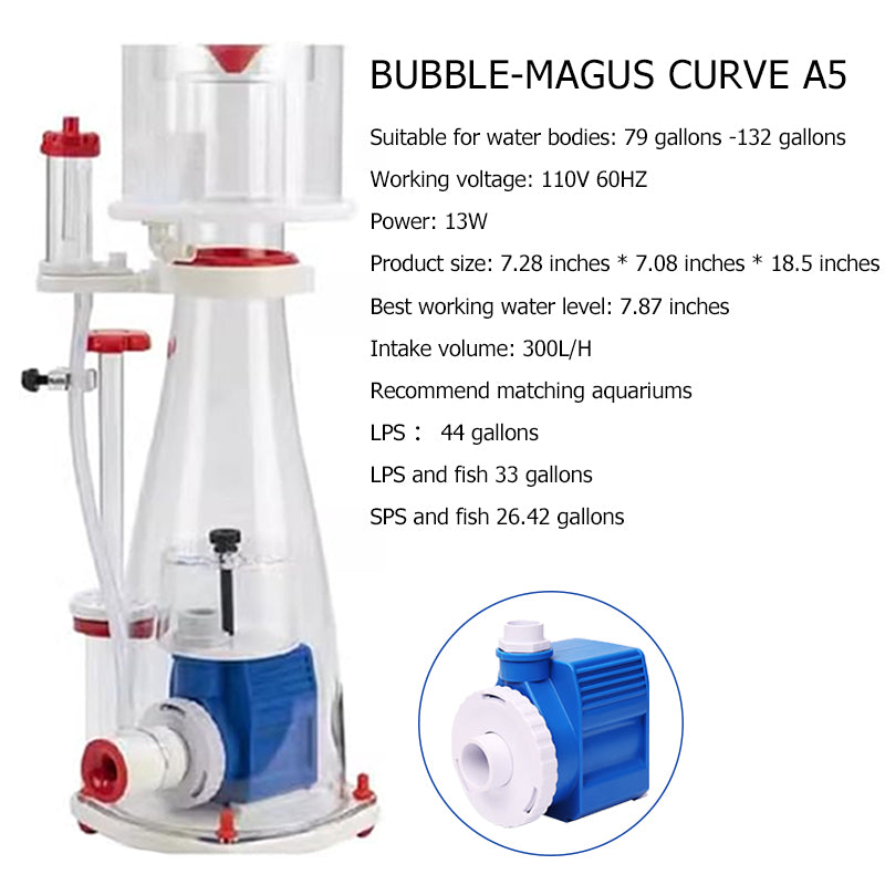 Bubble Magus BM-A5 Protein Skimmer | 13W DC Pump for 100-130